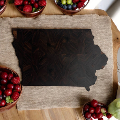 Iowa Shaped End Grain Cutting Board