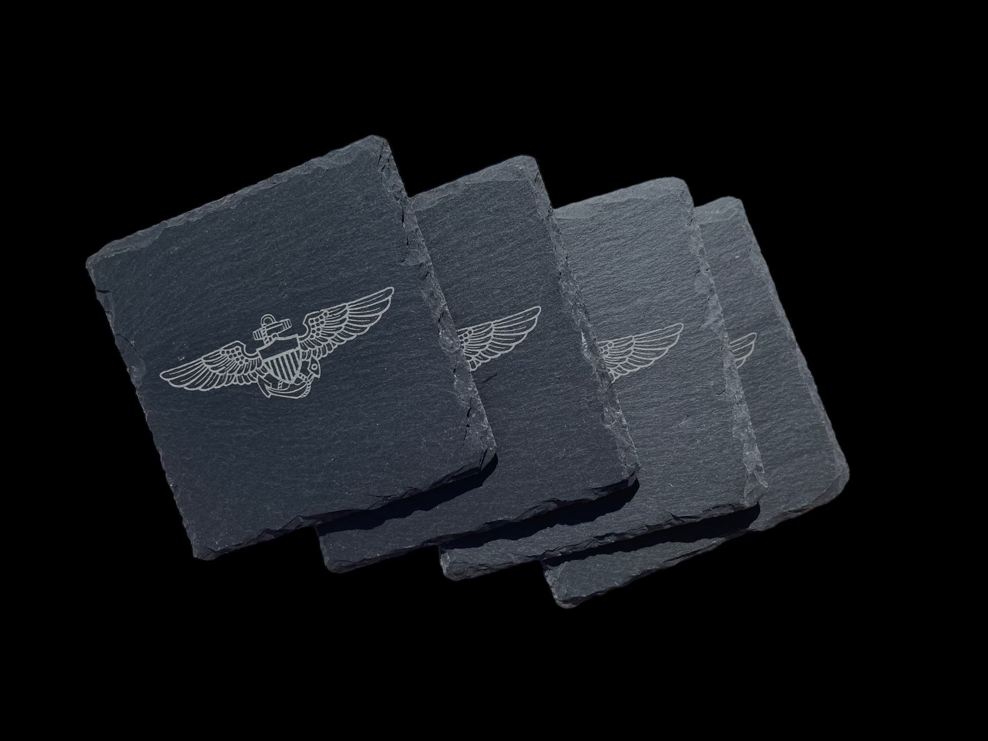 Set of 4 Precision Laser Engraved Naval Aviator Insignia Coasters